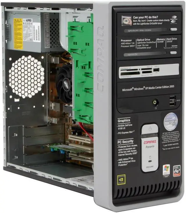 Alt view image 11 of 17 - COMPAQ Desktop PC Presario SR2030NX(RJ036AA) 3800+ (2.00 GHz) 1GB DDR2 200GB HDD NVIDIA GeForce 6150 LE Windows XP Media Center