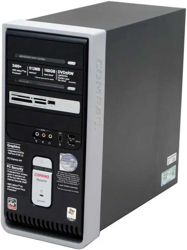 Alt view image 3 of 11 - COMPAQ Desktop PC Presario SR1820NX(ER919AA) 3400+ 512MB DDR 160GB HDD NVIDIA GeForce 6150LE Windows XP Home