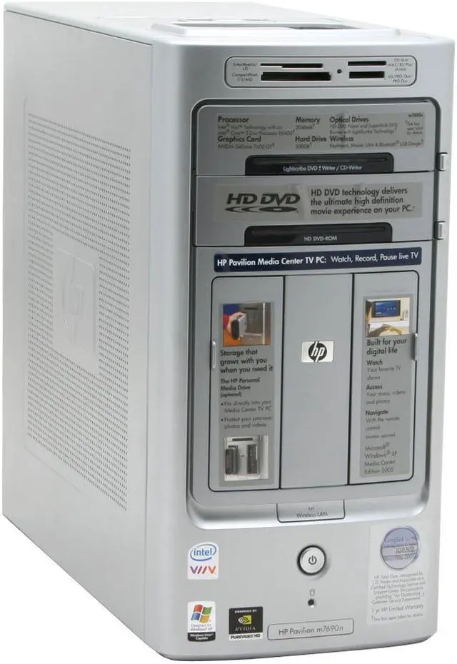 Alt view image 2 of 20 - HP Desktop PC Pavilion m7690n(RC648AA) Intel Core 2 Duo E6400 2GB DDR2 500GB HDD NVIDIA GeForce 7600GT Windows XP Media Center