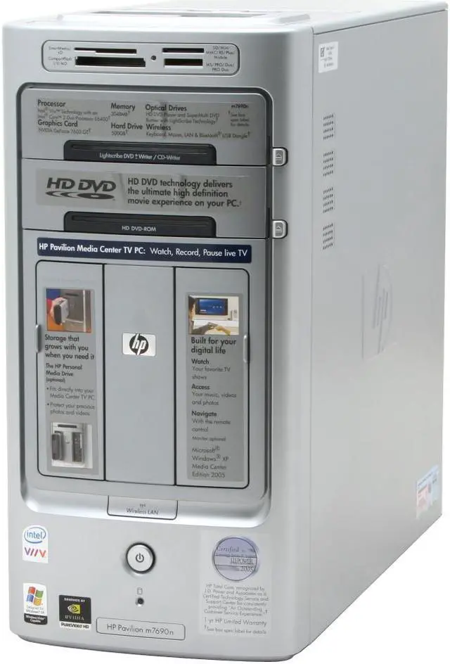 Alt view image 3 of 20 - HP Desktop PC Pavilion m7690n(RC648AA) Intel Core 2 Duo E6400 2GB DDR2 500GB HDD NVIDIA GeForce 7600GT Windows XP Media Center