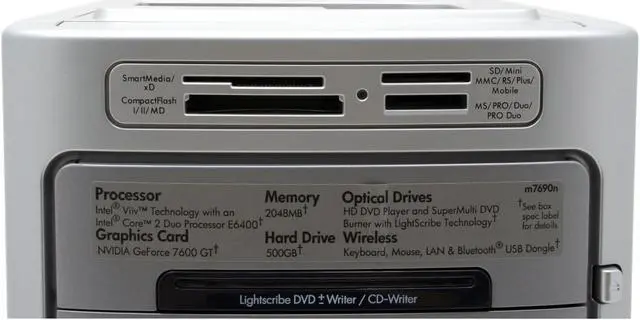 Alt view image 5 of 20 - HP Desktop PC Pavilion m7690n(RC648AA) Intel Core 2 Duo E6400 2GB DDR2 500GB HDD NVIDIA GeForce 7600GT Windows XP Media Center