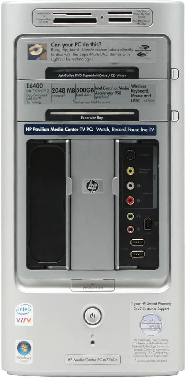 Alt view image 4 of 19 - HP Desktop PC Pavilion m7760n(RK570AA) Intel Core 2 Duo E6400 2GB DDR2 500GB HDD Intel GMA 950 Windows Vista Home Premium