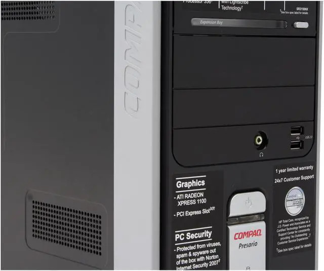 Alt view image 5 of 18 - COMPAQ Desktop PC Presario SR2150NX(RR790AA) Intel Celeron D 356 512MB DDR2 120GB HDD ATI Radeon Xpress 1100 Integrated Windows Vista Home Basic