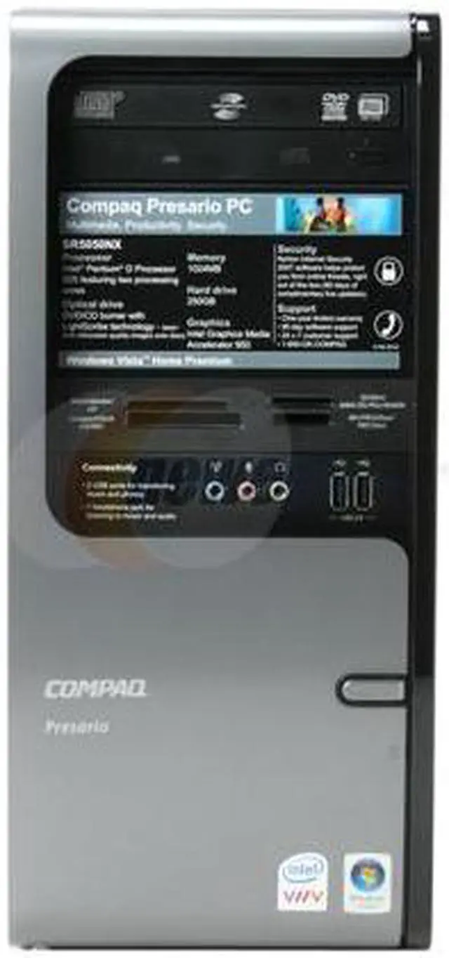 Alt view image 3 of 12 - COMPAQ Desktop PC Presario SR5050NX(RX897AA) Intel Pentium D 925 1GB DDR2 250GB HDD Intel GMA 950 Windows Vista Home Premium