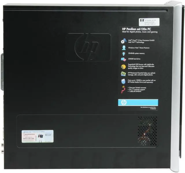 Alt view image 6 of 17 - HP Desktop PC Pavilion A6120N(GC670AA) Intel Core 2 Duo E4400 2GB DDR2 320GB HDD Intel GMA 950 Windows Vista Home Premium