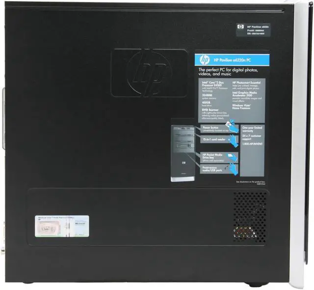 Alt view image 4 of 12 - HP Desktop PC Pavilion A6220N(GN559AA) Intel Core 2 Duo E4500 2GB DDR2 400GB HDD Intel GMA 3100 Windows Vista Home Premium
