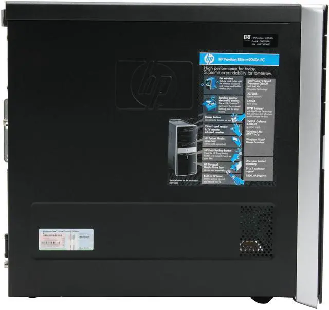 Alt view image 6 of 19 - HP Desktop PC Pavilion M9040N(GN553AA) Intel Core 2 Quad Q6600 3GB DDR2 640GB HDD NVIDIA GeForce 8400 GS Windows Vista Home Premium