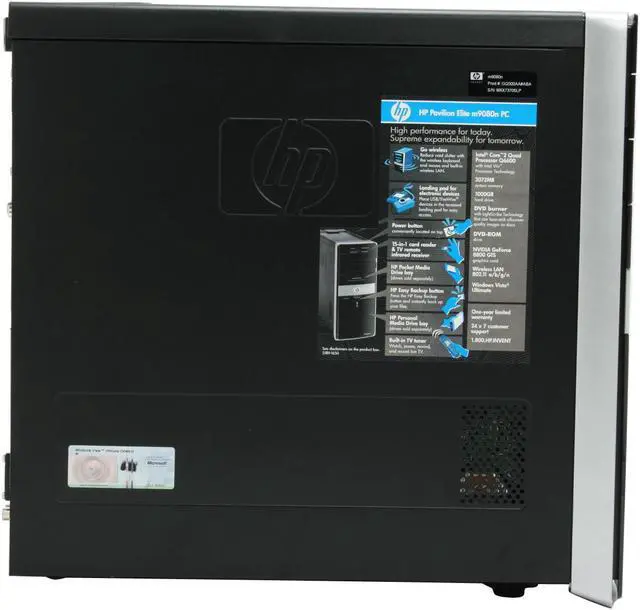 Alt view image 8 of 20 - HP Desktop PC Pavilion M9080N(GQ500AA) Intel Core 2 Quad Q6600 3GB DDR2 1TB HDD NVIDIA GeForce 8800 GTS Windows Vista Ultimate