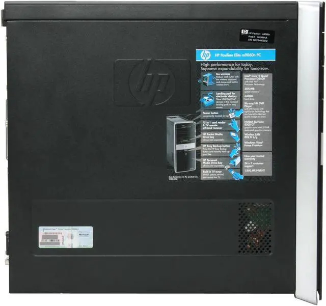 Alt view image 8 of 19 - HP Desktop PC Pavilion M9060N(GN584AA) Intel Core 2 Quad Q6600 3GB DDR2 640GB HDD NVIDIA GeForce 8500 GT Windows Vista Home Premium