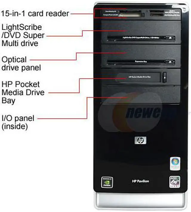 Alt view image 3 of 13 - HP Desktop PC Pavilion A6114X(GM367AAR) 4000+ 2GB DDR2 320GB HDD NVIDIA GeForce 6150 SE Windows Vista Home Premium