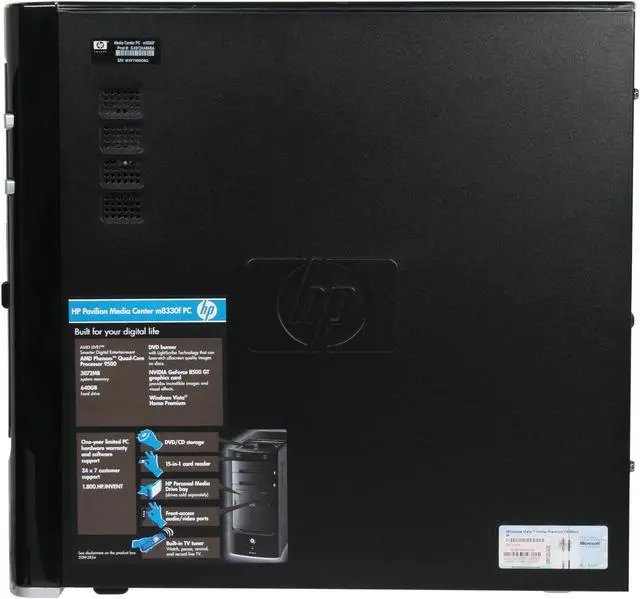 Alt view image 7 of 11 - HP Desktop PC Pavilion M8330F(GX612AA) AMD Phenom X4 9500 3GB DDR2 640GB HDD NVIDIA GeForce 8500 GT Windows Vista Home Premium