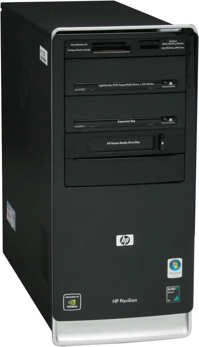 Alt view image 2 of 12 - HP Desktop PC Pavilion A6347C(KE620AAR) 5600+ 4GB DDR2 640GB HDD NVIDIA GeForce 6150 SE Windows Vista Home Premium 64-bit