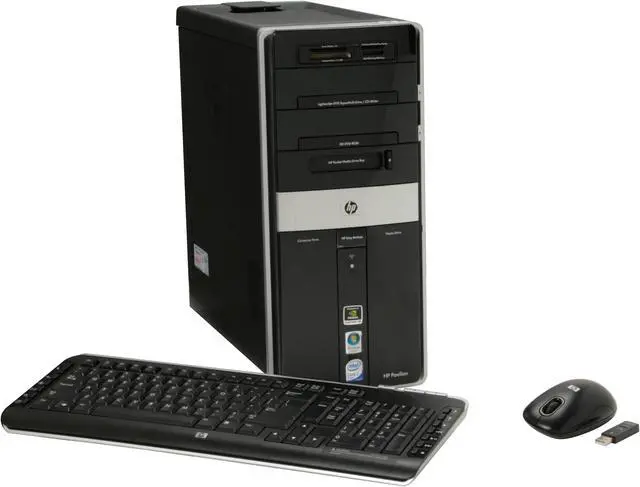 Main image of HP Desktop PC Pavilion Elite M9150F(KC880AAR) Intel Core 2 Quad Q6600 3GB DDR2 720GB HDD NVIDIA GeForce 8500 GT Windows Vista Home Premium
