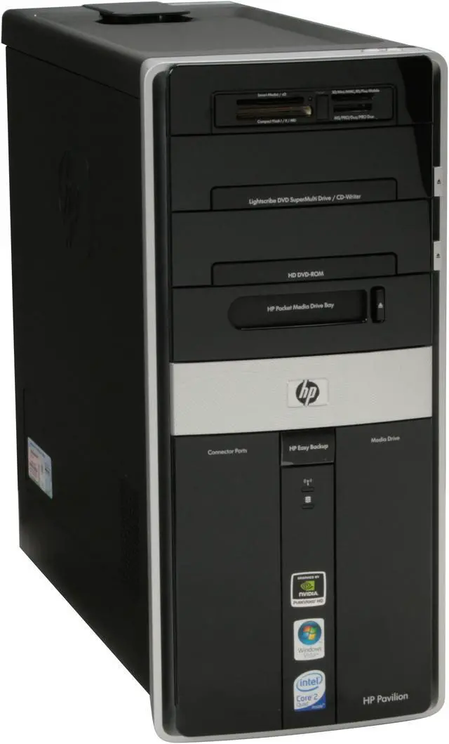 Alt view image 2 of 13 - HP Desktop PC Pavilion Elite M9150F(KC880AAR) Intel Core 2 Quad Q6600 3GB DDR2 720GB HDD NVIDIA GeForce 8500 GT Windows Vista Home Premium