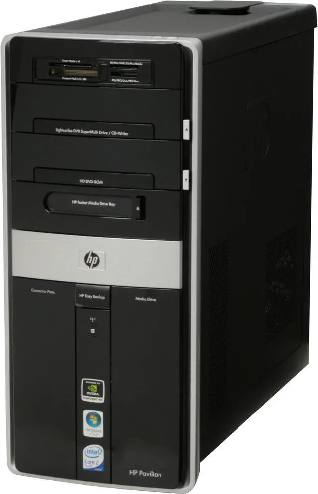 Alt view image 4 of 13 - HP Desktop PC Pavilion Elite M9150F(KC880AAR) Intel Core 2 Quad Q6600 3GB DDR2 720GB HDD NVIDIA GeForce 8500 GT Windows Vista Home Premium