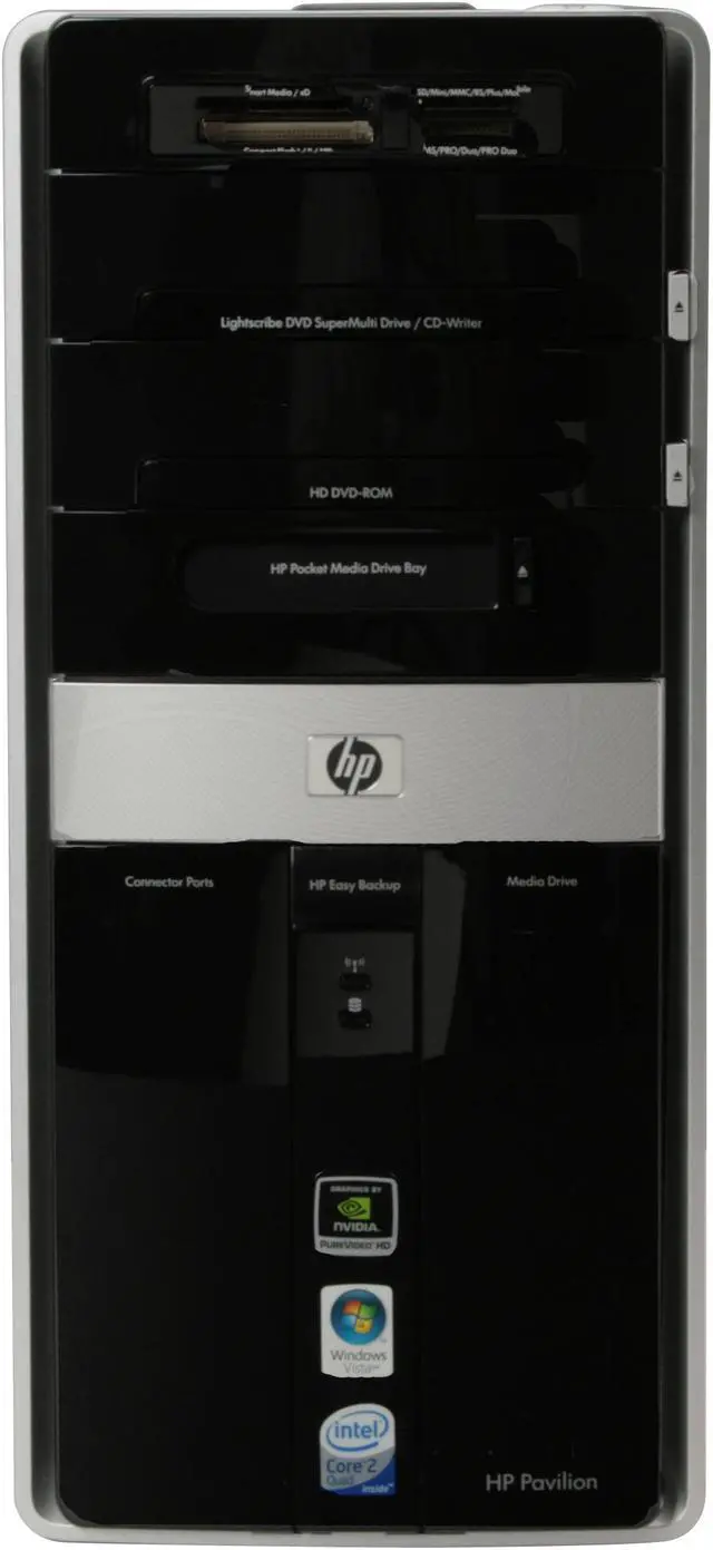 Alt view image 3 of 13 - HP Desktop PC Pavilion Elite M9150F(KC880AAR) Intel Core 2 Quad Q6600 3GB DDR2 720GB HDD NVIDIA GeForce 8500 GT Windows Vista Home Premium