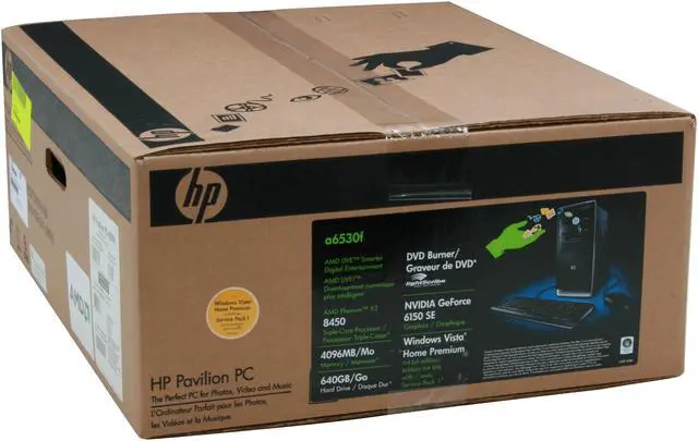Alt view image 18 of 18 - HP Desktop PC Pavilion A6530F(KQ496AA) AMD Phenom X3 8450 4GB DDR2 640GB HDD NVIDIA GeForce 6150 SE Windows Vista Home Premium 64-bit