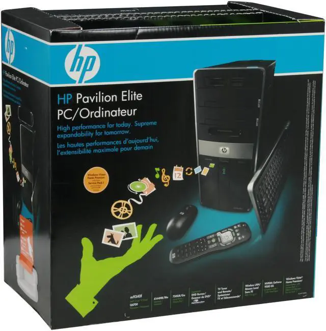 Alt view image 20 of 20 - HP Desktop PC Pavilion Elite M9340F(KQ497AA) Intel Core 2 Quad Q6700 6GB DDR2 750GB HDD NVIDIA GeForce 9500 GS Windows Vista Home Premium 64-bit