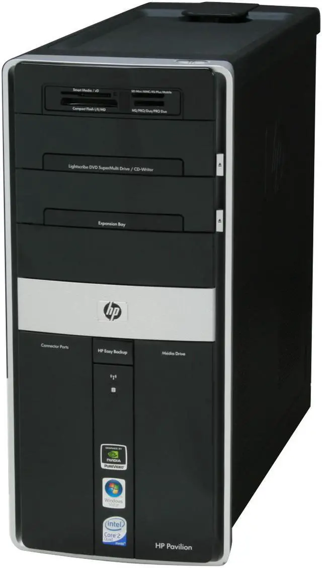 Alt view image 4 of 20 - HP Desktop PC Pavilion Elite M9340F(KQ497AA) Intel Core 2 Quad Q6700 6GB DDR2 750GB HDD NVIDIA GeForce 9500 GS Windows Vista Home Premium 64-bit