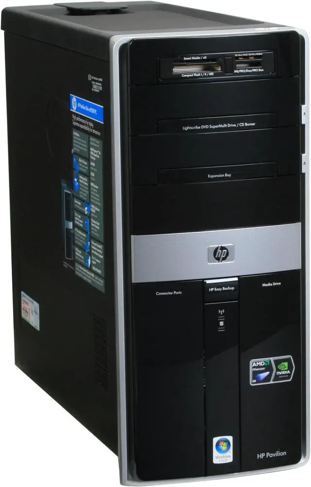 Alt view image 2 of 20 - HP Desktop PC Pavilion M9350F(KQ498AA) AMD Phenom X4 9850 6GB DDR2 750GB HDD NVIDIA GeForce 9800 GT Windows Vista Home Premium 64-bit