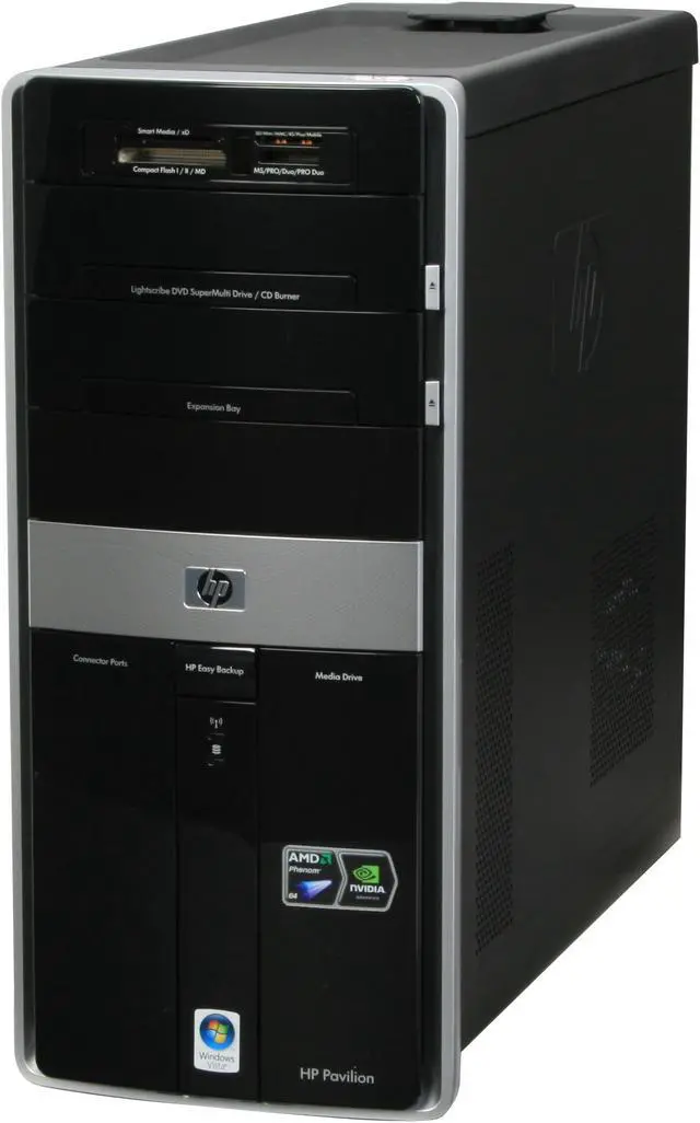 Alt view image 4 of 20 - HP Desktop PC Pavilion M9350F(KQ498AA) AMD Phenom X4 9850 6GB DDR2 750GB HDD NVIDIA GeForce 9800 GT Windows Vista Home Premium 64-bit