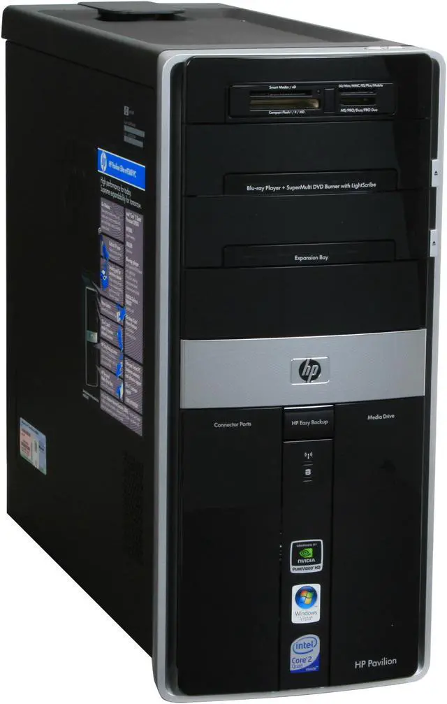 Alt view image 2 of 20 - HP Desktop PC Pavilion Elite M9360F(KQ499AA) Intel Core 2 Quad Q9300 8GB DDR2 1TB HDD NVIDIA GeForce 9800 GT Windows Vista Home Premium 64-bit