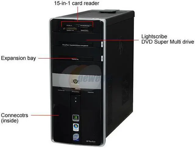 Alt view image 4 of 20 - HP Desktop PC Pavilion Elite M9360F(KQ499AA) Intel Core 2 Quad Q9300 8GB DDR2 1TB HDD NVIDIA GeForce 9800 GT Windows Vista Home Premium 64-bit