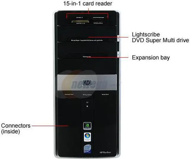 Alt view image 3 of 20 - HP Desktop PC Pavilion Elite M9360F(KQ499AA) Intel Core 2 Quad Q9300 8GB DDR2 1TB HDD NVIDIA GeForce 9800 GT Windows Vista Home Premium 64-bit