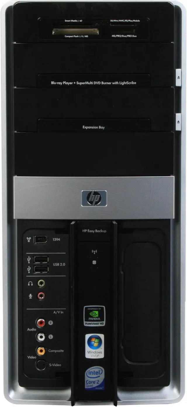 Alt view image 7 of 20 - HP Desktop PC Pavilion Elite M9360F(KQ499AA) Intel Core 2 Quad Q9300 8GB DDR2 1TB HDD NVIDIA GeForce 9800 GT Windows Vista Home Premium 64-bit