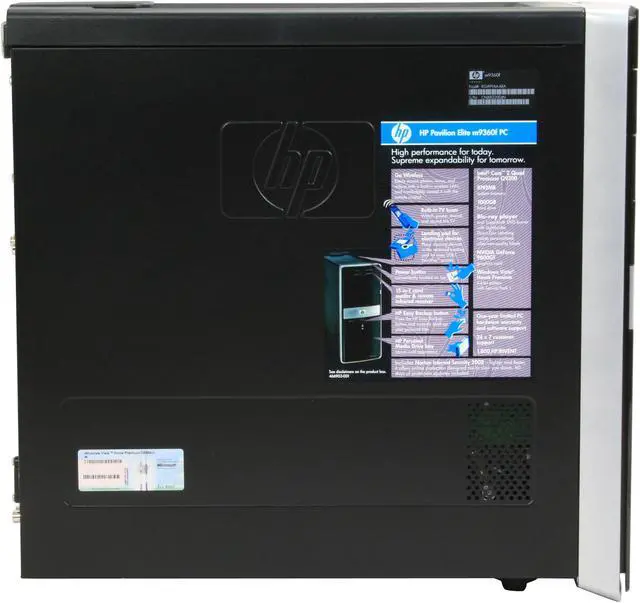 Alt view image 8 of 20 - HP Desktop PC Pavilion Elite M9360F(KQ499AA) Intel Core 2 Quad Q9300 8GB DDR2 1TB HDD NVIDIA GeForce 9800 GT Windows Vista Home Premium 64-bit