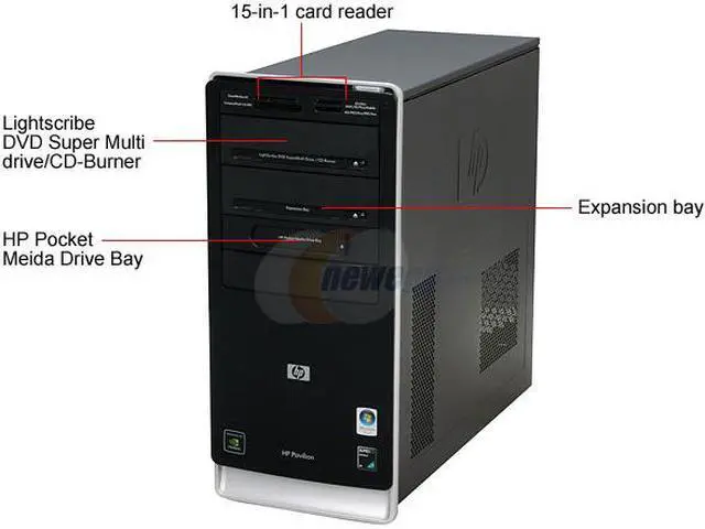 Alt view image 4 of 18 - HP Desktop PC Pavilion A6407C(KQ422AAR) 4400+ 3GB DDR2 360GB HDD NVIDIA GeForce 6150 SE Windows Vista Home Premium