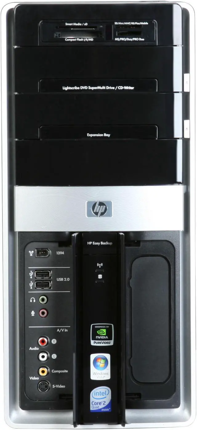 Alt view image 4 of 19 - HP Desktop PC Pavilion Elite M9340F(KQ497AAR) Intel Core 2 Quad Q6700 6GB DDR2 750GB HDD NVIDIA GeForce 9500 GS Windows Vista Home Premium 64-bit