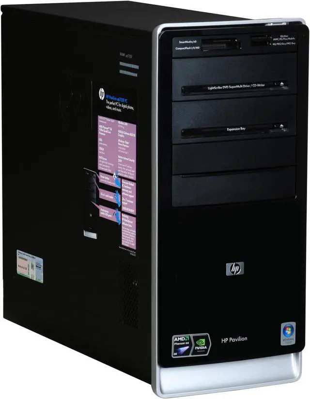 Alt view image 2 of 18 - HP Desktop PC Pavilion A6700F(FQ565AA) AMD Phenom X4 9150e 4GB DDR2 500GB HDD NVIDIA GeForce 6150 SE Windows Vista Home Premium 64-bit