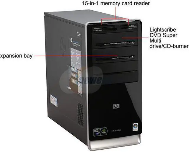 Alt view image 2 of 20 - HP Desktop PC Pavilion A6720F(FQ564AA) AMD Phenom X4 9550 6GB DDR2 640GB HDD NVIDIA GeForce 9100 Windows Vista Home Premium 64-bit