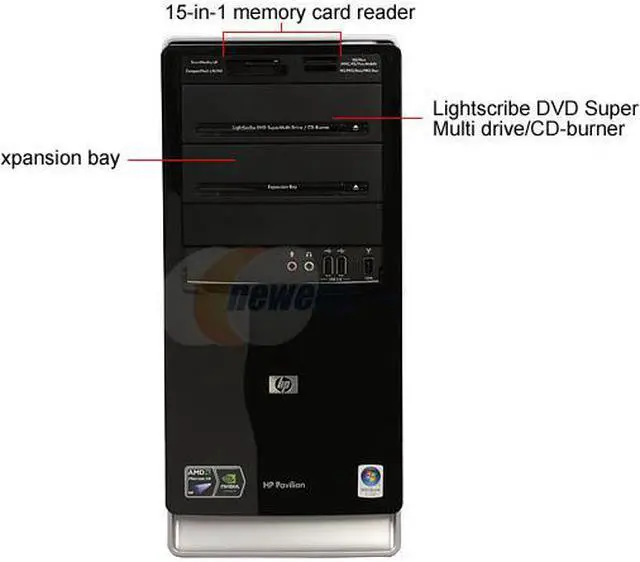 Alt view image 5 of 20 - HP Desktop PC Pavilion A6720F(FQ564AA) AMD Phenom X4 9550 6GB DDR2 640GB HDD NVIDIA GeForce 9100 Windows Vista Home Premium 64-bit