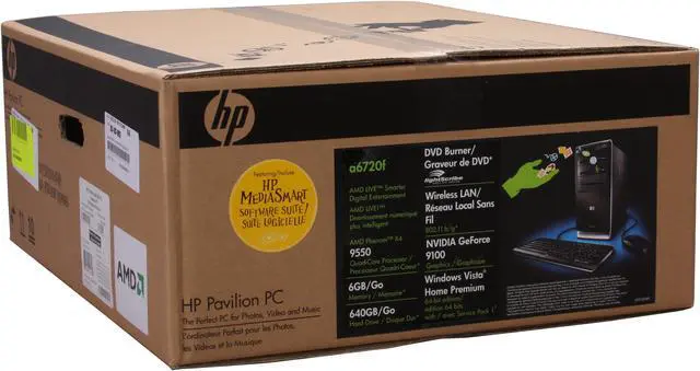 Alt view image 20 of 20 - HP Desktop PC Pavilion A6720F(FQ564AA) AMD Phenom X4 9550 6GB DDR2 640GB HDD NVIDIA GeForce 9100 Windows Vista Home Premium 64-bit