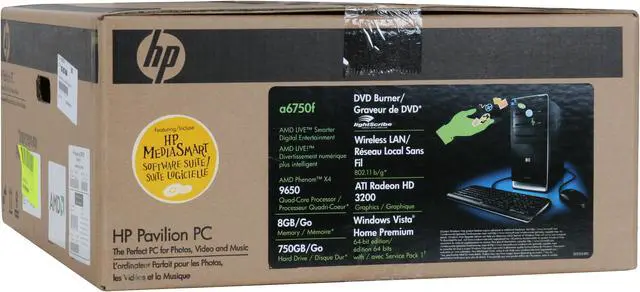 Alt view image 18 of 18 - HP Desktop PC Pavilion A6750F(FQ563AA) AMD Phenom X4 9650 8GB DDR2 750GB HDD ATI Radeon HD 3200 Windows Vista Home Premium 64-bit
