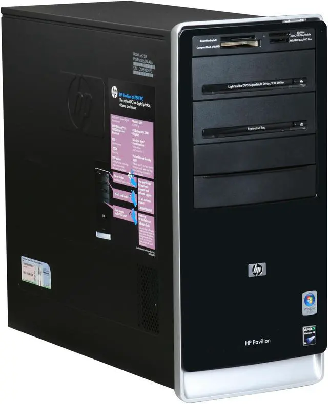 Alt view image 2 of 18 - HP Desktop PC Pavilion A6750F(FQ563AA) AMD Phenom X4 9650 8GB DDR2 750GB HDD ATI Radeon HD 3200 Windows Vista Home Premium 64-bit