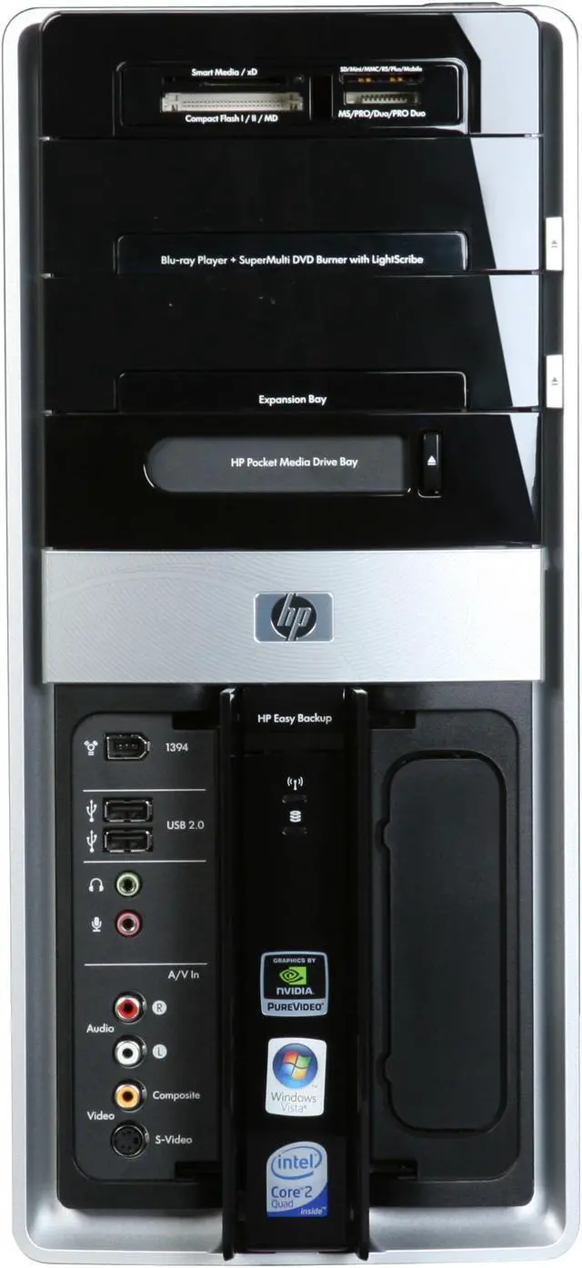 Alt view image 5 of 19 - HP Desktop PC Pavilion Elite M9520F(FQ561AA) Intel Core 2 Quad Q8300 8GB DDR2 750GB HDD NVIDIA GeForce 9600 GS Windows Vista Home Premium 64-bit
