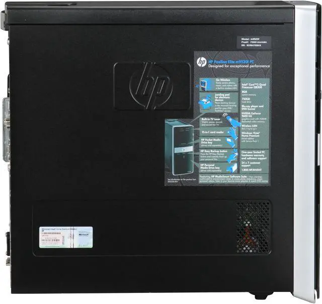 Alt view image 8 of 19 - HP Desktop PC Pavilion Elite M9520F(FQ561AA) Intel Core 2 Quad Q8300 8GB DDR2 750GB HDD NVIDIA GeForce 9600 GS Windows Vista Home Premium 64-bit