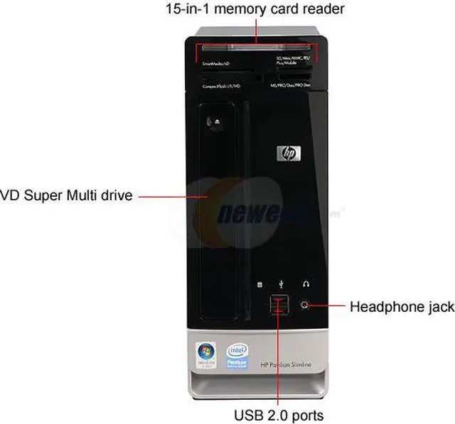 Alt view image 3 of 19 - HP Desktop PC Pavilion Slimline S3720F(FQ567AA) Intel Pentium E5200 4GB DDR2 500GB HDD NVIDIA GeForce 7100 Windows Vista Home Premium 64-bit