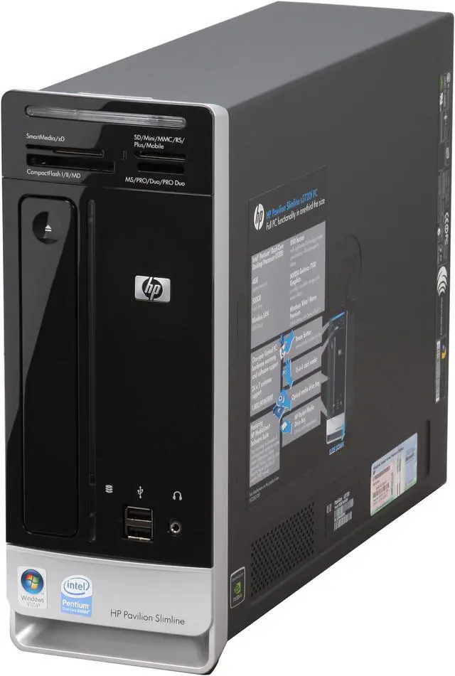 Alt view image 4 of 19 - HP Desktop PC Pavilion Slimline S3720F(FQ567AA) Intel Pentium E5200 4GB DDR2 500GB HDD NVIDIA GeForce 7100 Windows Vista Home Premium 64-bit