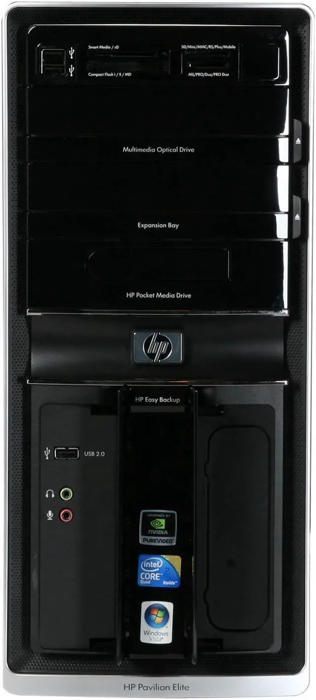 Alt view image 4 of 12 - HP Desktop PC Pavilion Elite E9160F(NP196AA#ABA) Intel Core 2 Quad Q9300 8GB DDR3 1TB HDD NVIDIA GeForce GT 230 Windows Vista Home Premium 64-bit