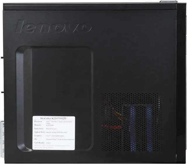 Alt view image 6 of 19 - Lenovo Desktop PC IdeaCentre K220-K3644B (57092255) Intel Pentium E5200 4GB DDR3 500GB HDD Intel GMA X4500 Windows Vista Home Premium 64-bit