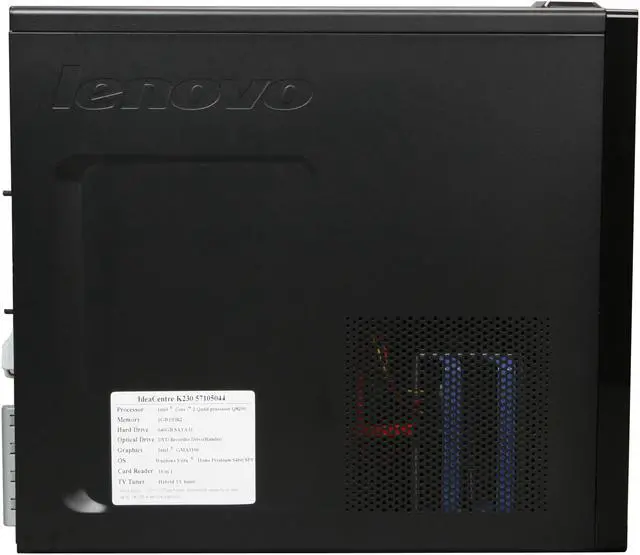 Alt view image 4 of 10 - Lenovo Desktop PC IdeaCentre K230(5359-4PU) Intel Core 2 Quad Q8200 6GB DDR2 640GB HDD Intel GMA 3100 Windows Vista Home Premium 64-bit