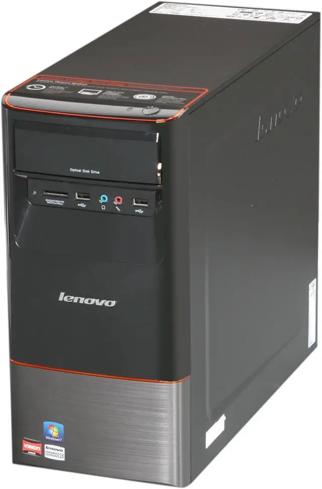 Alt view image 3 of 9 - Lenovo Desktop PC H405 (77231LU) 4GB DDR3 1TB HDD ATI Radeon 3000 Windows 7 Home Premium 64-bit