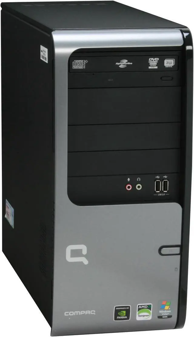 Alt view image 2 of 12 - COMPAQ Desktop PC Presario SR5223WM(GN573AAR) 3600+ 1GB DDR2 120GB HDD NVIDIA GeForce 6150 SE Windows Vista Home Basic