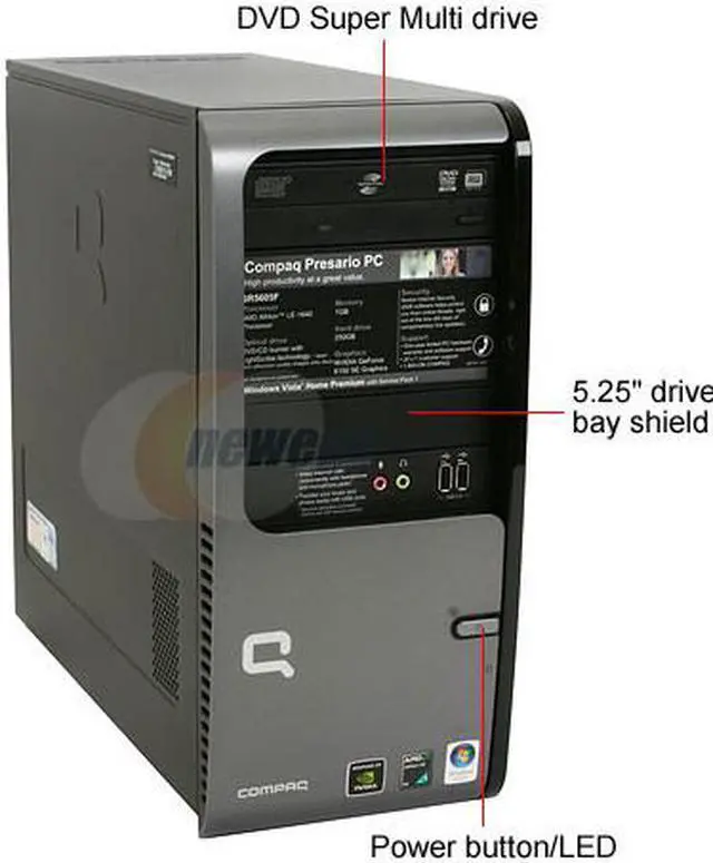 Alt view image 2 of 19 - COMPAQ Desktop PC Presario SR5605F(FK587AA) AMD Athlon 64 LE-1640 1GB DDR2 250GB HDD NVIDIA GeForce 6150 SE Windows Vista Home Premium