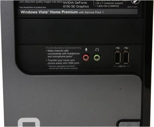 Alt view image 5 of 19 - COMPAQ Desktop PC Presario SR5605F(FK587AA) AMD Athlon 64 LE-1640 1GB DDR2 250GB HDD NVIDIA GeForce 6150 SE Windows Vista Home Premium