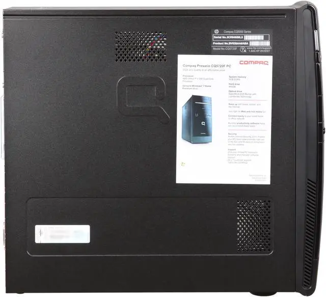 Alt view image 4 of 9 - COMPAQ Desktop PC Presario CQ5720F (BV526AA#ABA) AMD Athlon II X2 245 3GB DDR3 640GB HDD ATI Radeon 3000 IGP Windows 7 Home Premium 64-bit